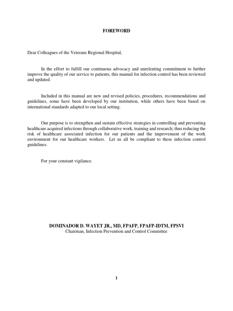 Infection control manual pdf infection hospital