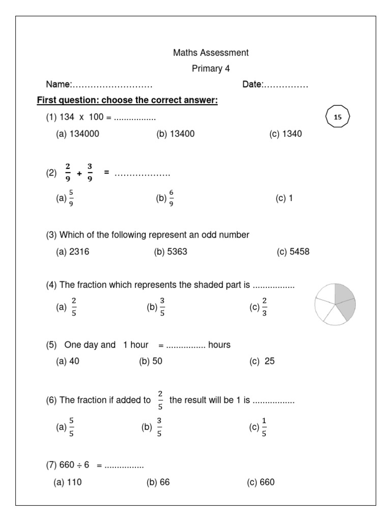 Primary 4 Assessment Math Pdf