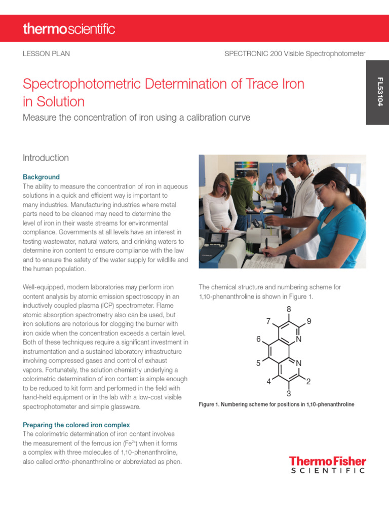 FL53104 Spectophotometric Determination Trace Iron Solution | PDF ...