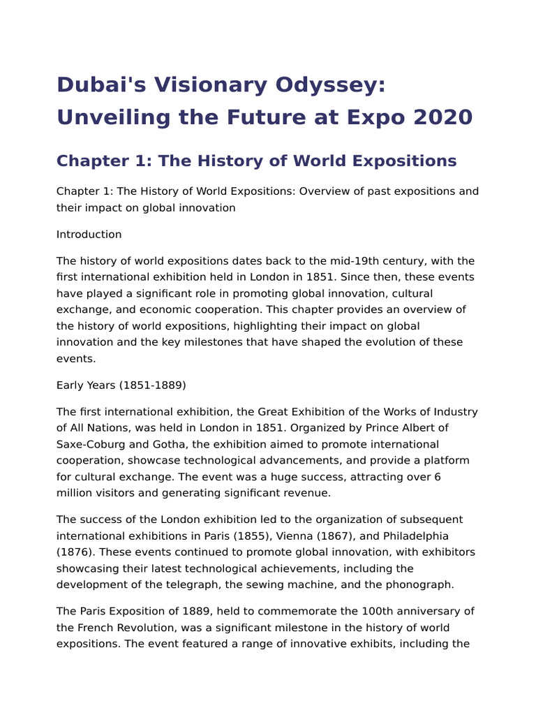 Dubai's Visionary Odyssey - Unveiling The Future at Expo 2020 | PDF ...