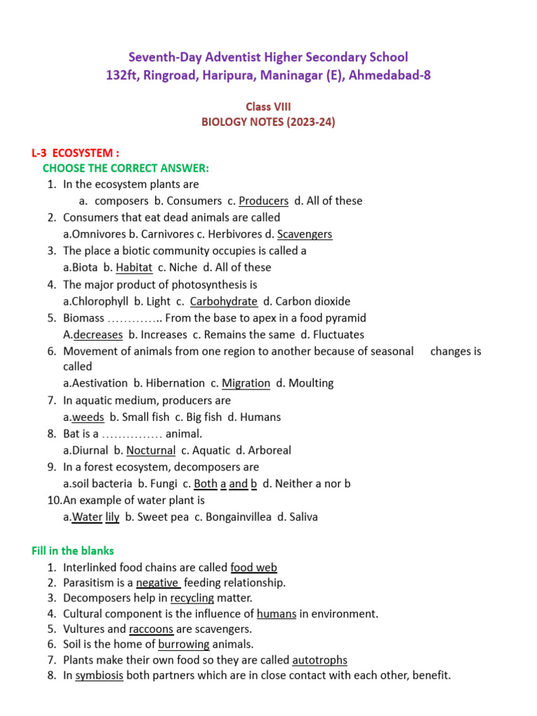 Ch 3 Ecosystem Pdf Food Web Ecosystem