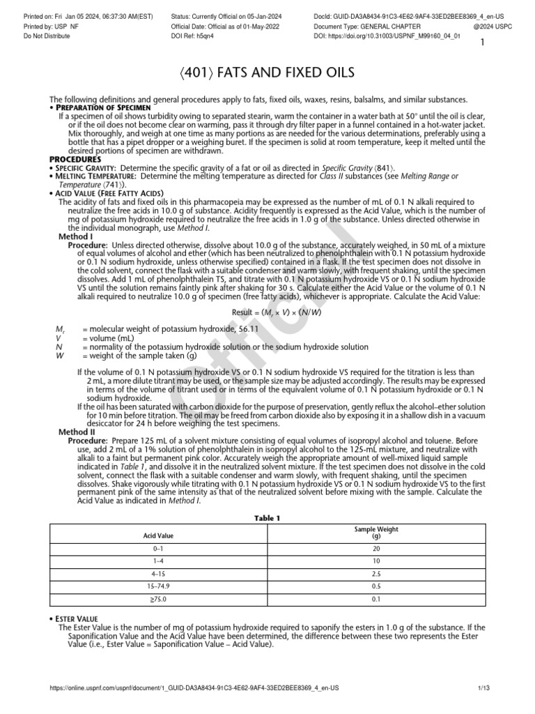 Fats and Fixed Oils Analysis Methods | PDF | Titration | Chemistry