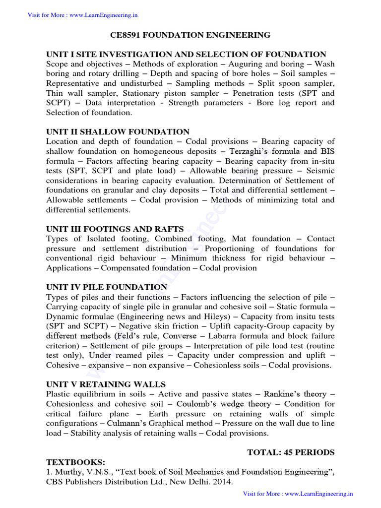 Foundation Engineering Overview CE8591 | PDF | Deep Foundation ...