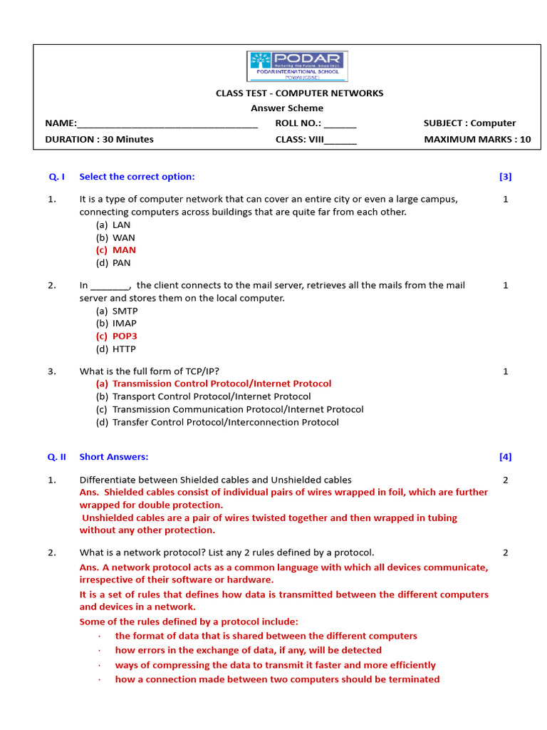 AS - CT - VIII - Computer Networks | PDF | Computer Network | Internet ...
