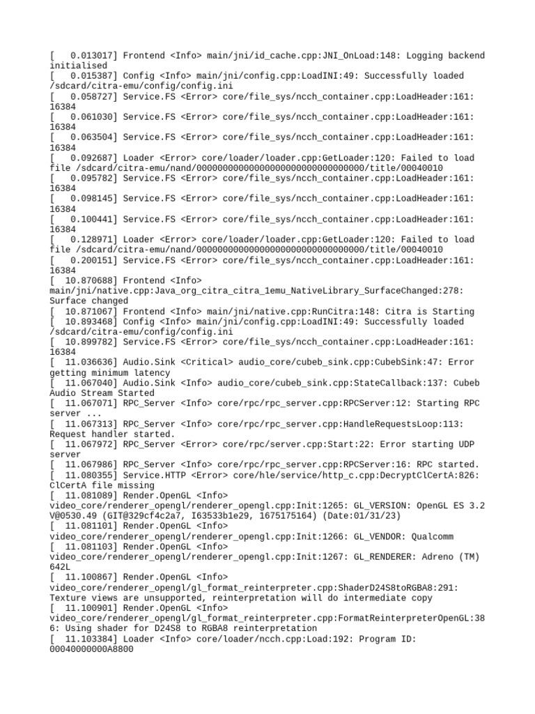 Citra Emulator Log Analysis | PDF | Operating System Technology ...