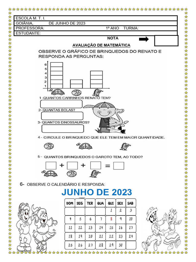 Avaliação Matematica 1 Ano 2 Bimestre | PDF