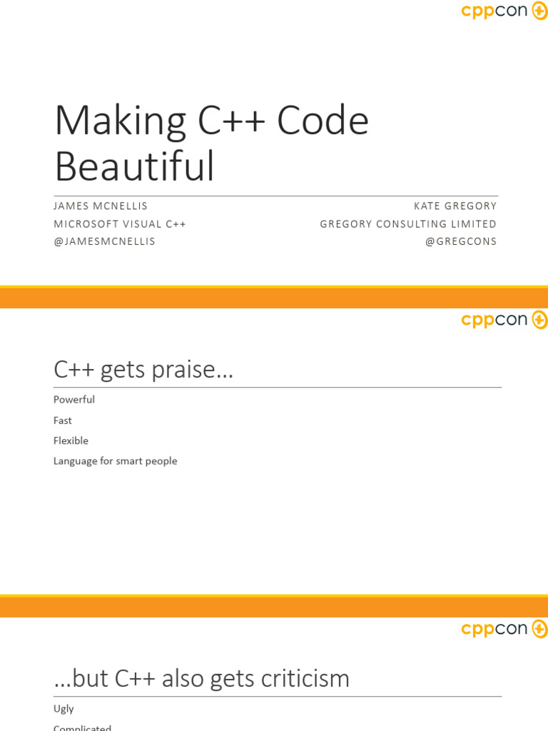 Making C++ Code Beautiful - Gregory and McNellis - CppCon 2014 | PDF ...
