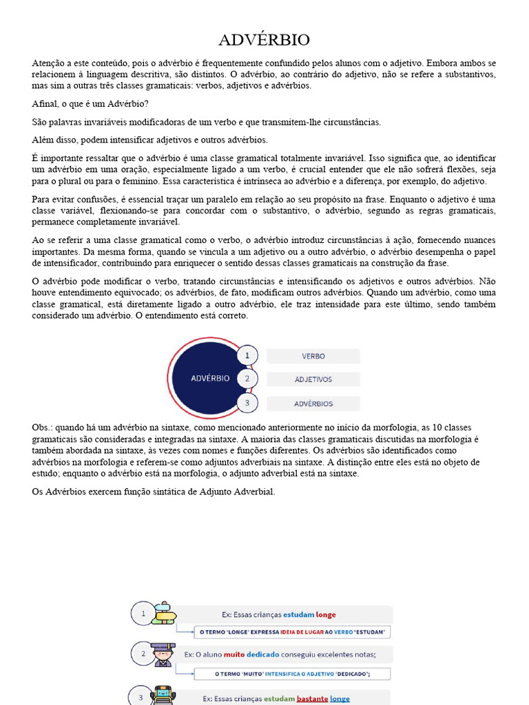 ADVÉRBIO | PDF | Advérbio | Classe gramatical