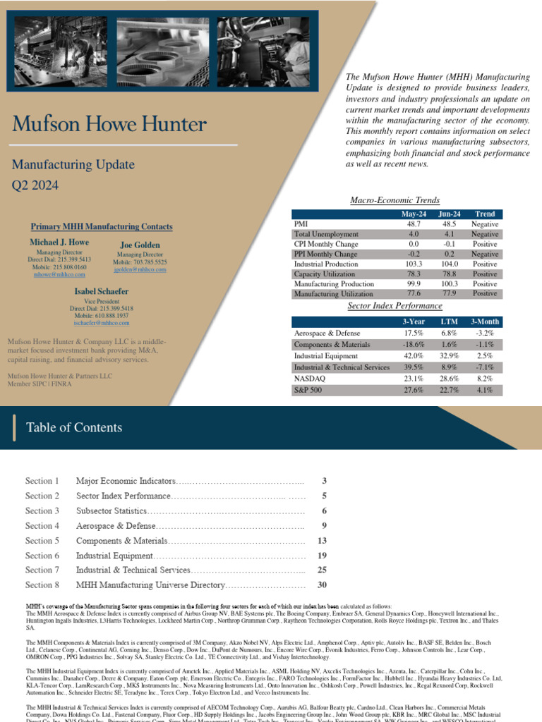 Manufacturing Update - Q2 2024 VF | PDF | Consumer Price Index | Business