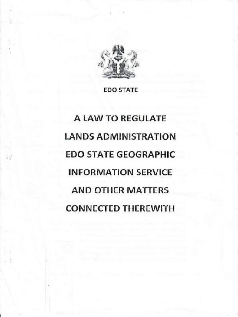Edo State Lands Administraton and Geographic Information Service Law ...