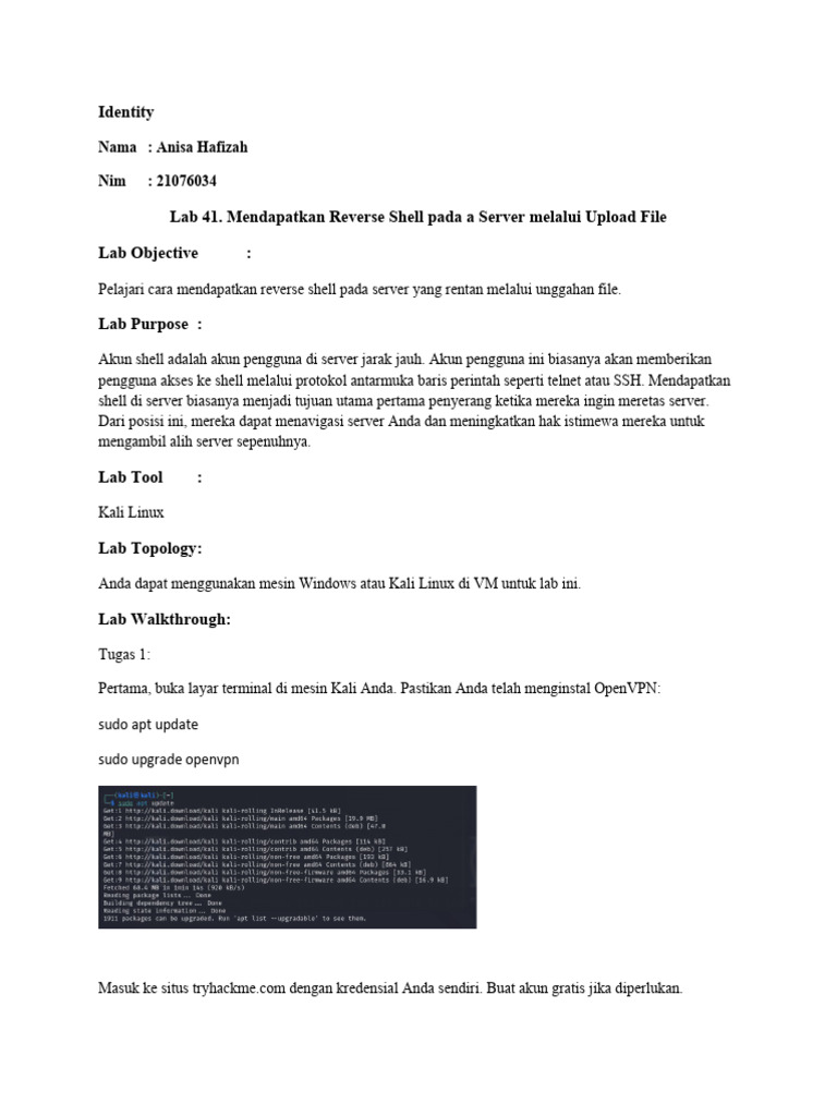 Lab 41. Getting A Reverse Shell On A Server Through A File Upload | PDF