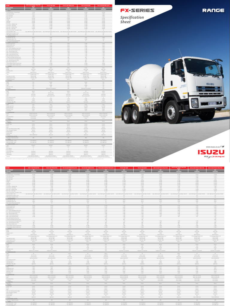 Isuzu FXZ 17-360 Specifications Guide | PDF | Automatic