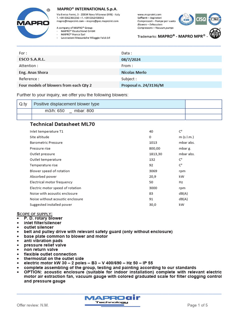MAPRO INTERNATIONAL S.R.L | PDF | Electric Motor | Pressure Measurement