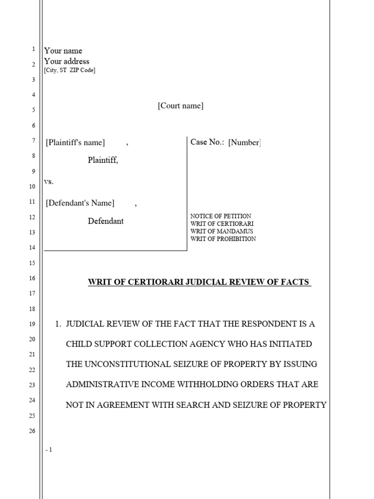 Writ of Mandamus-Prohibition Child Support Agency | PDF | Writ ...