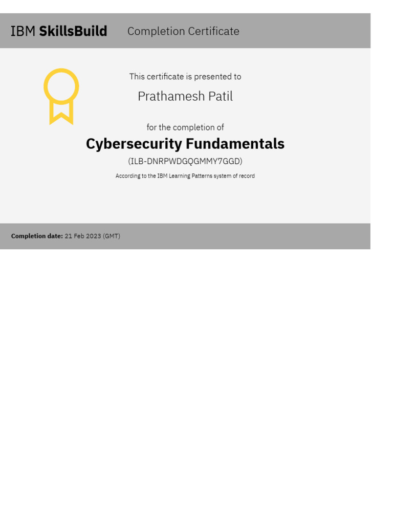 Cyber Security Fundamentals Certificate | PDF