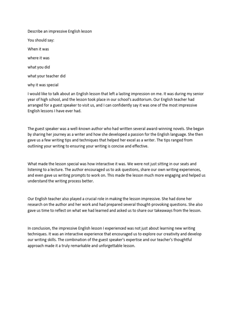 Memorable High School English Lesson | PDF | Foreign Language | Learning