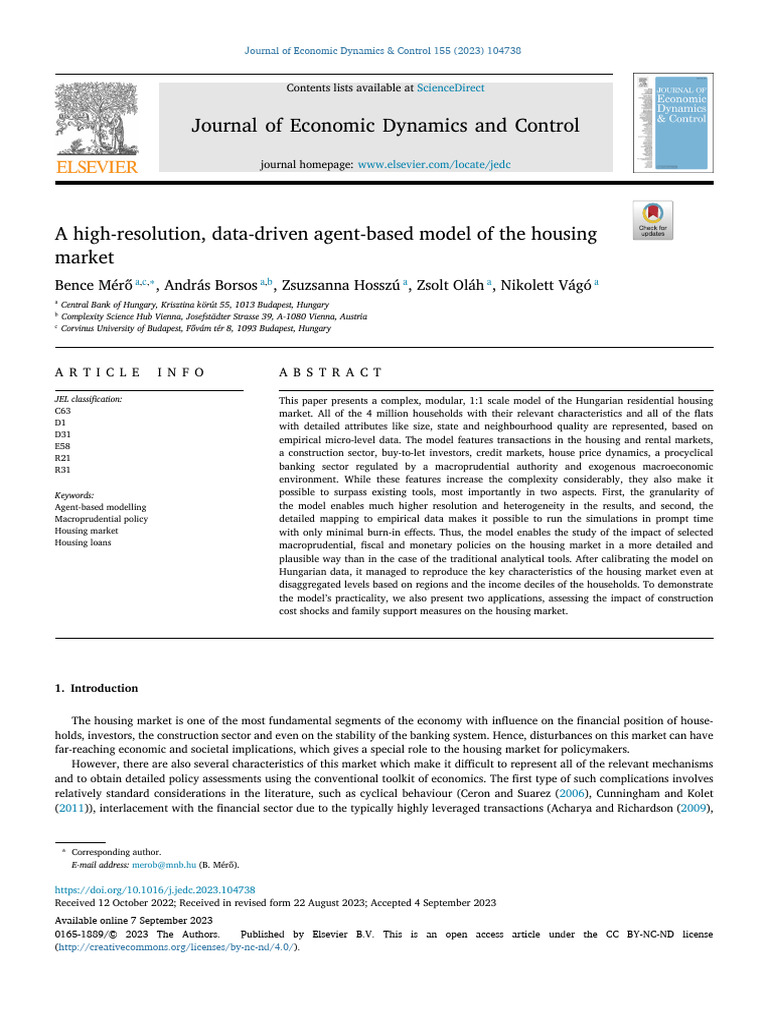 A High-Resolution, Data-Driven Agent-Based Model o | PDF | Real Estate ...