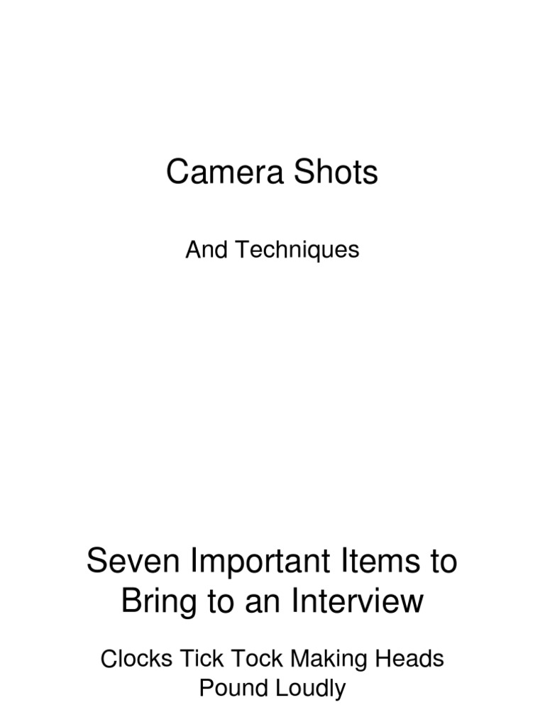 Camera Shots: and Techniques | PDF | Recording | Imaging