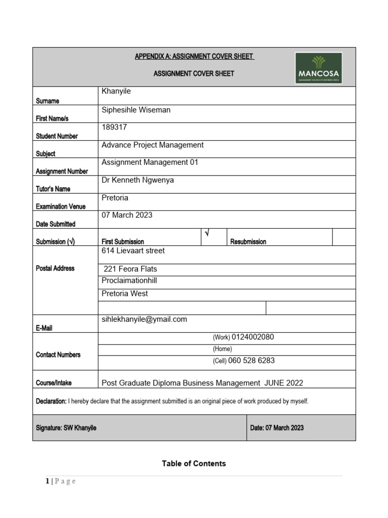 Project Management Assignment Overview | PDF | Risk | Project Management
