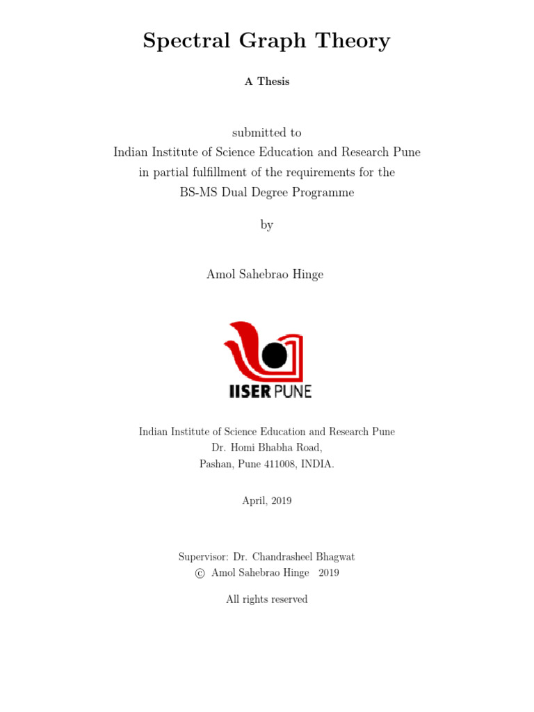 Spectral graph theory thesis by anil pdf mathematical relations