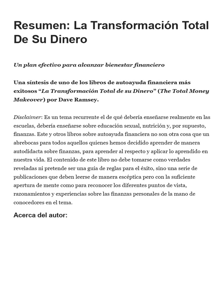 Transformación Total de Tu Dinero | PDF | Presupuesto | Ignorancia