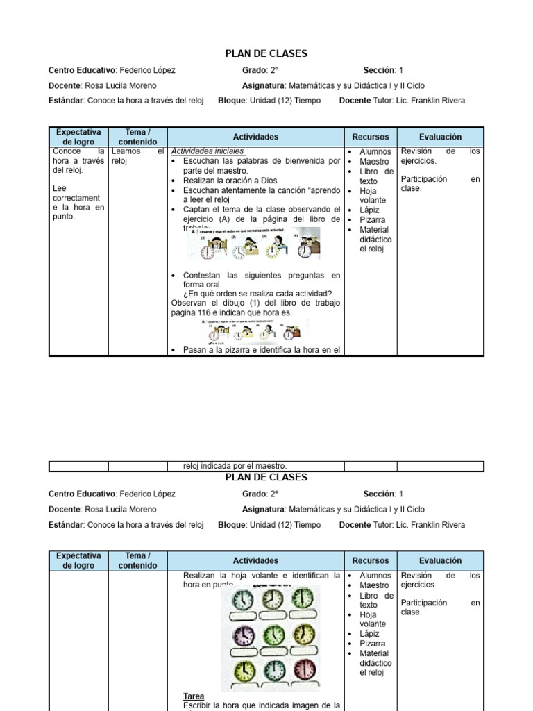 Plan de Clases Lucila | PDF | Aprendizaje