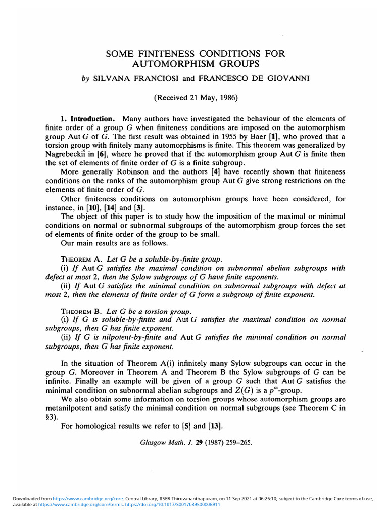 Finiteness Conditions in Automorphism Groups | PDF | Group (Mathematics ...