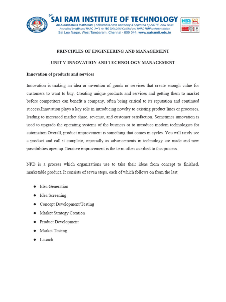 Innovation and Technology Management Guide | PDF | Policy ...