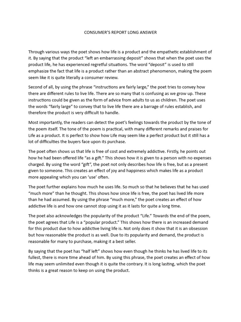 Consumers Report Lit Ans | PDF | Foreign Language Studies