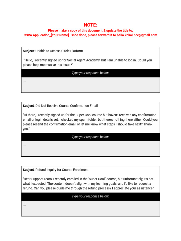 CSVA Application - Your Name | PDF | Business
