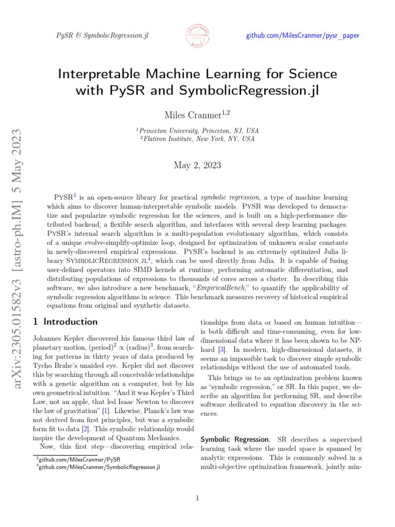 Interpretable Machine Learning For Science With Pysr and ...