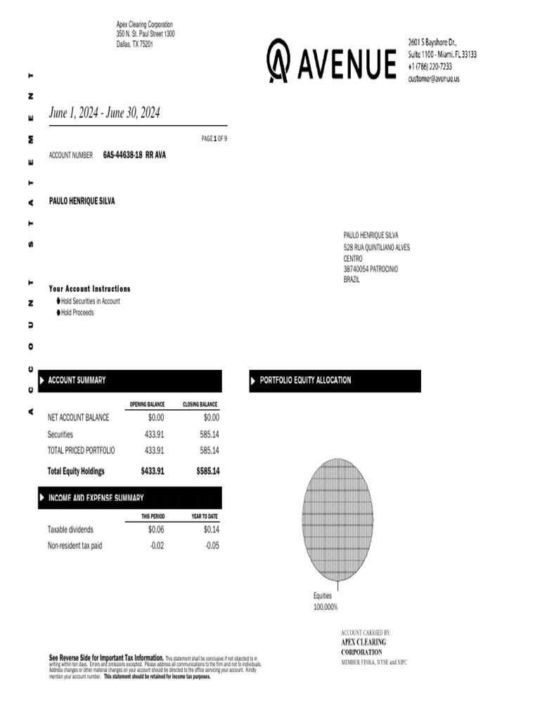 June 2024 Account Statement Summary | PDF | Securities (Finance ...