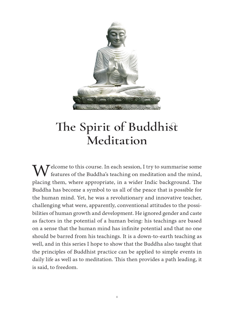 The Spirit of Buddhist Meditation | PDF | Buddhist Meditation | Noble ...