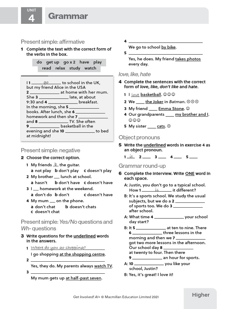 Present Simple Grammar Exercises | PDF | Language Families | Linguistic ...