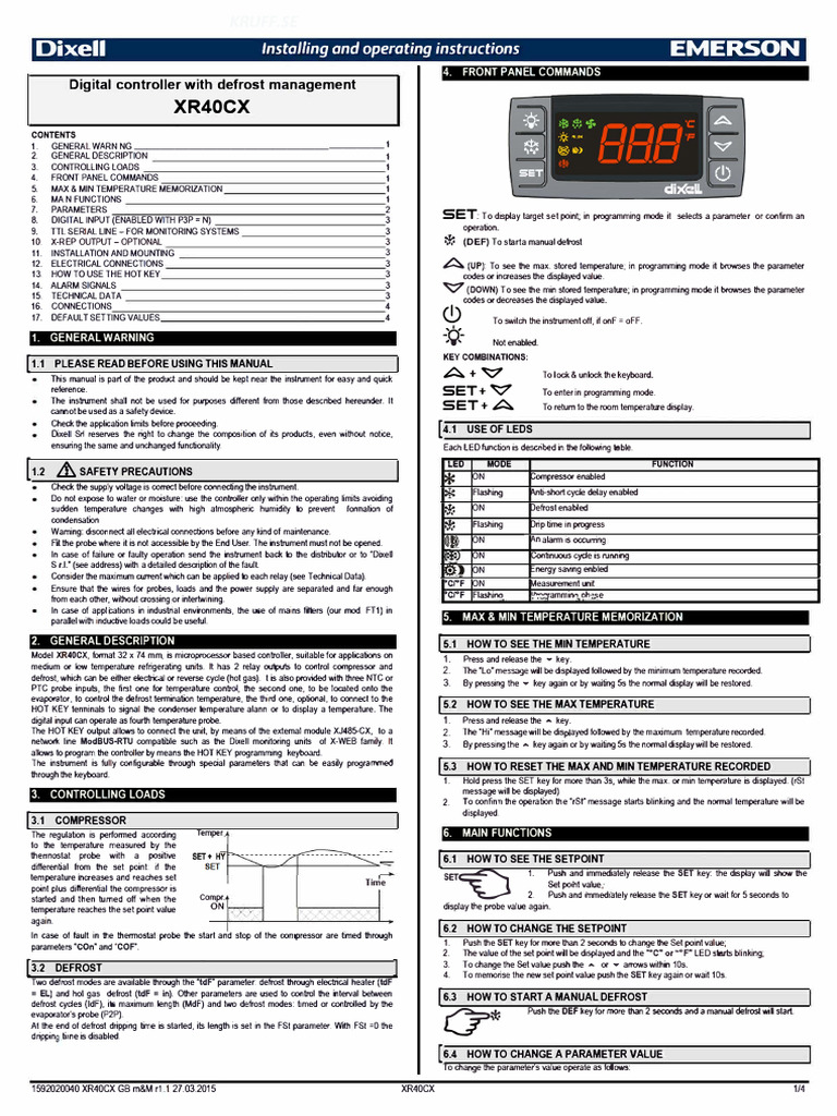Dixell XR40CX Controller Manual | PDF | Parameter (Computer Programming ...