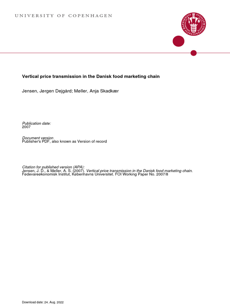 Vertical Price Transmission in The Danisk Food Marketing U4rghefuln ...