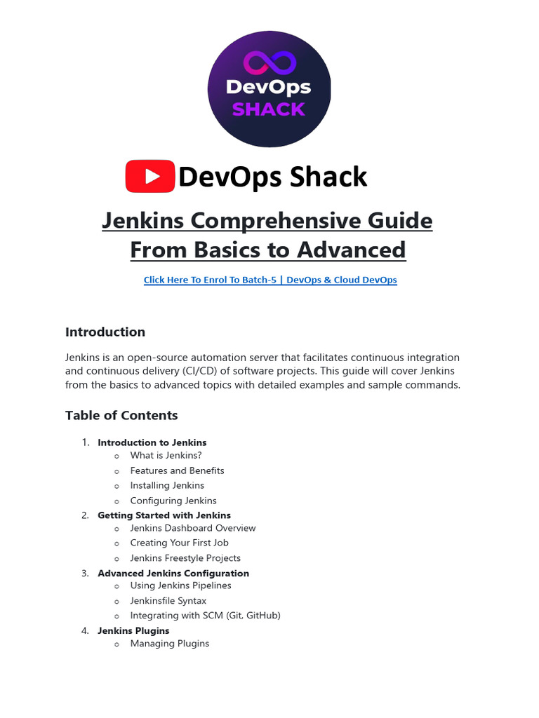 Jenkins Guide: From Basics to Advanced | PDF | Version Control | Computing