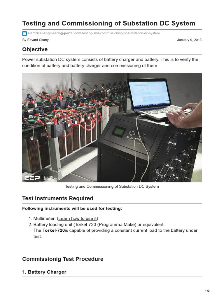 Substation DC System Testing Guide | PDF | Battery Charger | Electricity