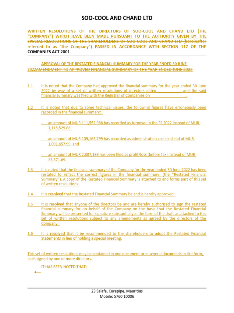 Restated Financial Summary Approval | PDF | Taxes | Government Finances