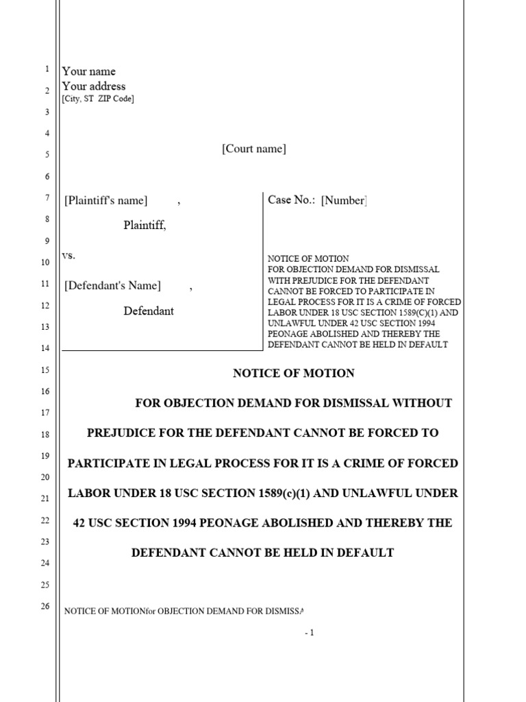 Objection Demand Proof of Valid Court Order To Prove Contempt of Court