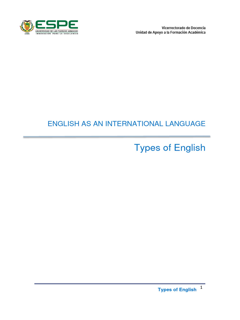 Types of English: Variants Explained | PDF | English Language | Dialect