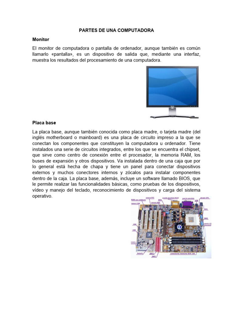 Partes de Una Computadora | PDF | Hardware de la computadora | Disco duro