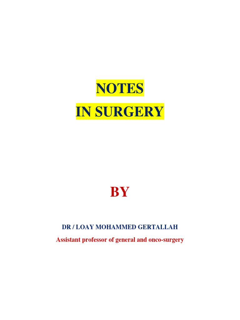 Notes in Surgery | PDF | Shock (Circulatory) | Breast Cancer