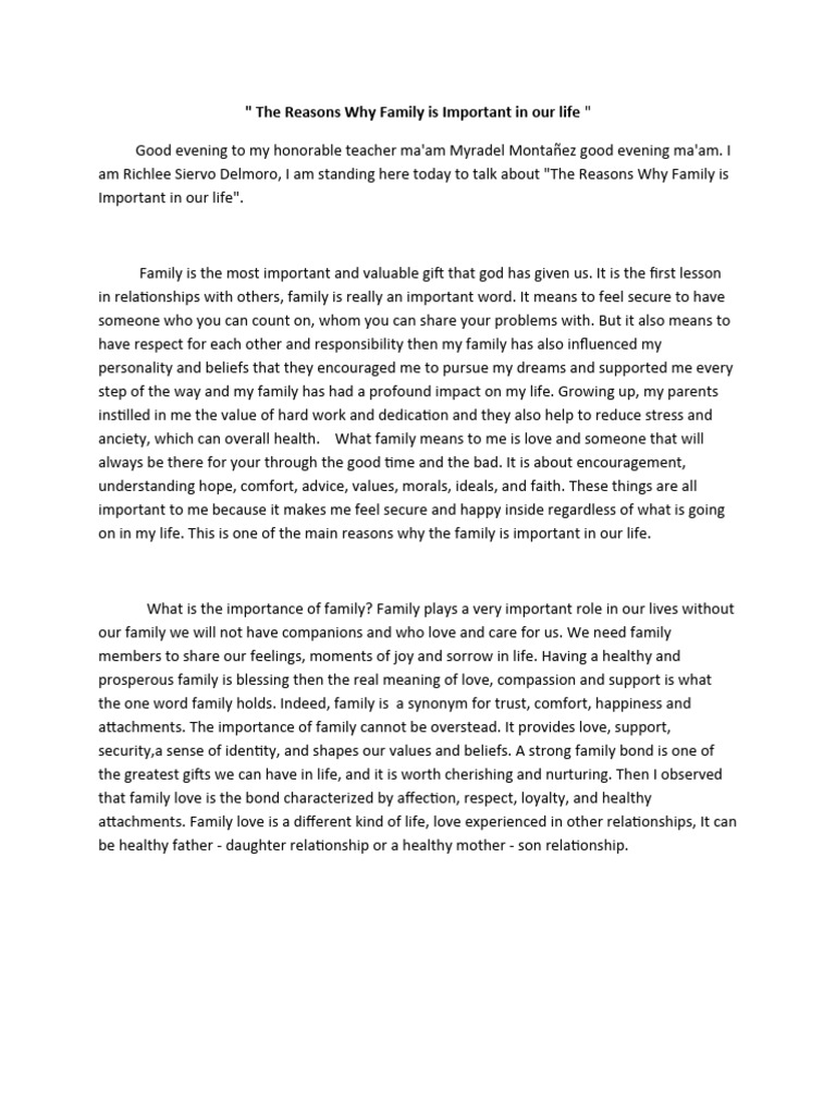 Importance of Family in Our Lives | PDF