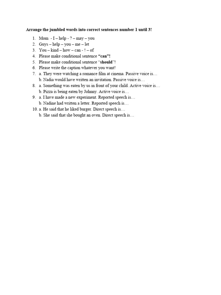 English Grammar Exercises and Examples | PDF | Language Arts ...