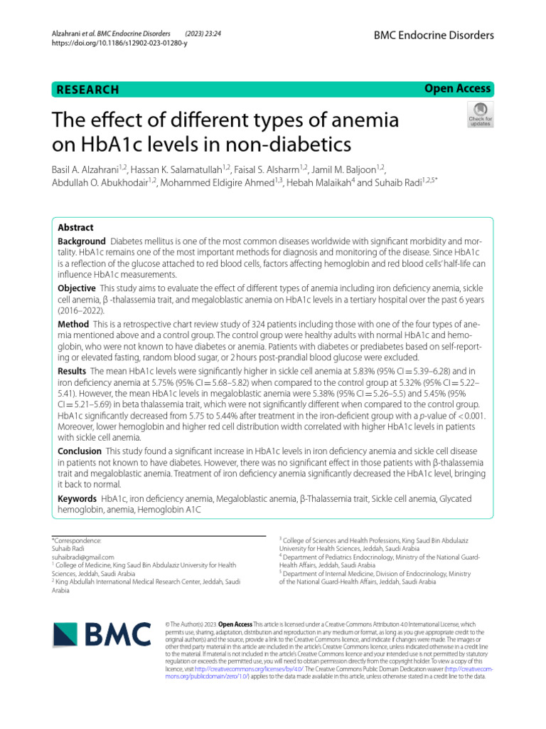 Anemia Hba1c Pada Pasien Non Diabetes 1 | PDF | Glycated Hemoglobin ...