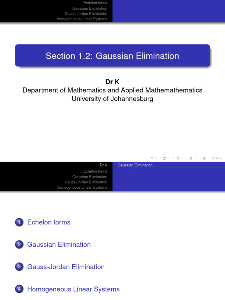 1 2 gaussian elimination pdf system of linear equations equations
