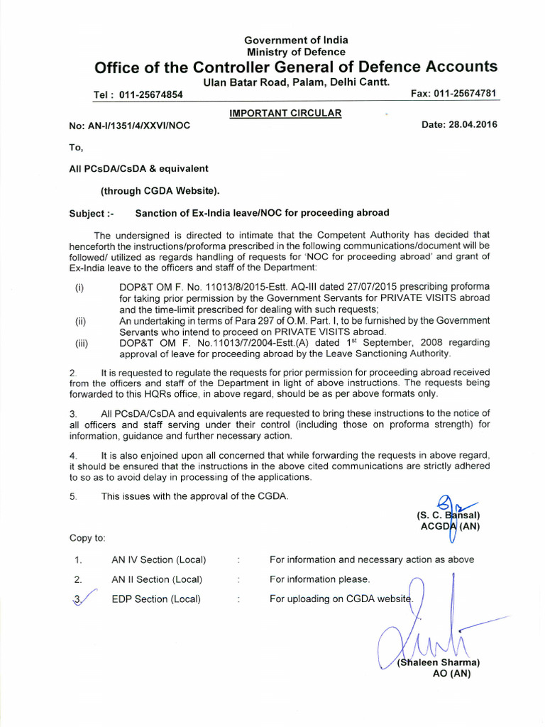 Ex India Leave 28042016 | PDF