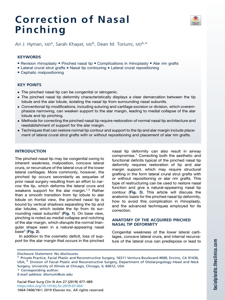 Nasal Tip Pinching Hyman2019 | PDF | Human Nose