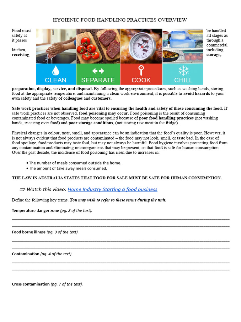 Hygienic Food Handling Practices Overview Pdf Hygiene Foodborne